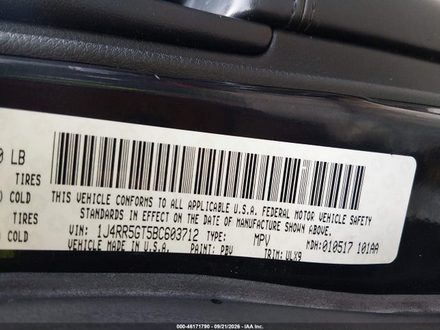 2011 Jeep Grand Cherokee Limited მანქანა იყიდება აუქციონზე, vin: 1J4RR5GT5BC603712, აუქციონის ნომერი: 46171790