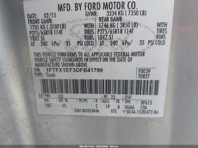 Продаж на аукціоні авто 2013 Ford F-150 Stx, vin: 1FTFX1EF3DFB41799, номер лоту: 46171818