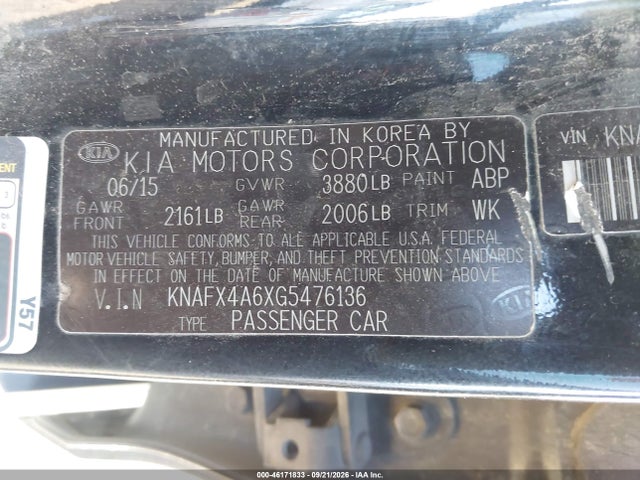 Продаж на аукціоні авто 2016 Kia Forte Lx, vin: KNAFX4A6XG5476136, номер лоту: 46171833