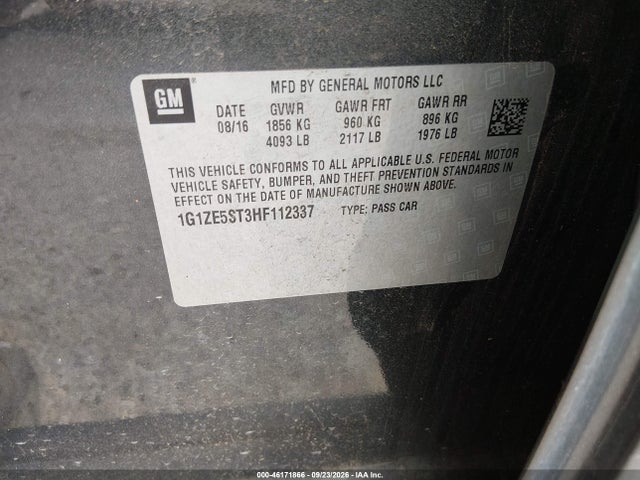 Продаж на аукціоні авто 2017 Chevrolet Malibu 1lt, vin: 1G1ZE5ST3HF112337, номер лоту: 46171866