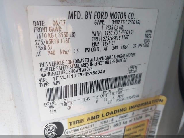1FMJU1JT5HEA84348 Ford Expedition Xlt