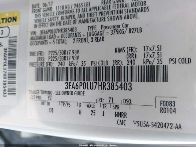Ford Fusion Hybrid Se 2017 3FA6P0LU7HR385403 Image 9
