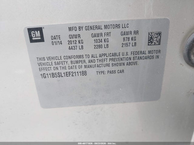 Aukcja sprzedaży 2014 Chevrolet Malibu 1ls, vin: 1G11B5SL1EF211188, numer aukcji: 46171926