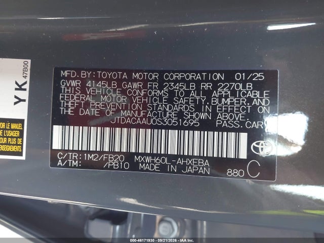 Toyota Prius Le 2025 JTDACAAU0S3051695 Image 9