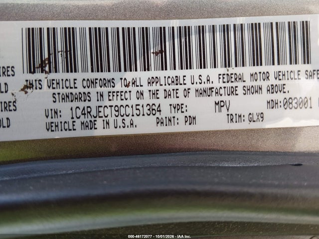 Продажа на аукционе авто 2012 Jeep Grand Cherokee Overland, vin: 1C4RJECT9CC151364, номер лота: 46172077