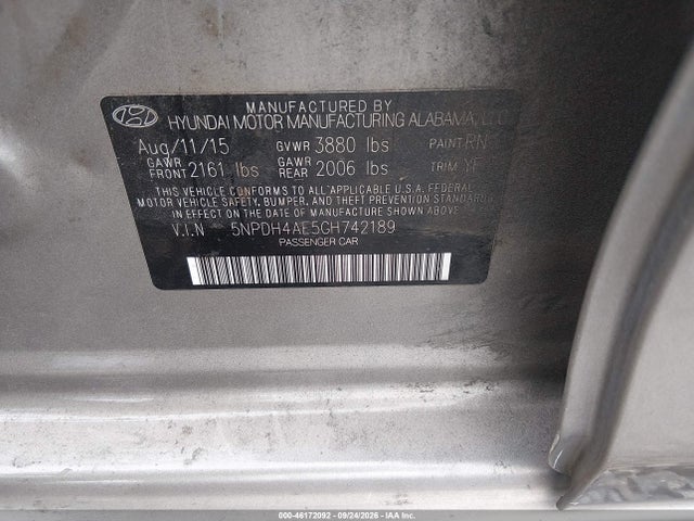Hyundai ELANTRA SE 2016 5NPDH4AE5GH742189 Image 9