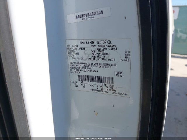 Продажа на аукционе авто 2004 Ford F-150 Fx4/lariat/xl/xlt, vin: 1FTPX14504NB95869, номер лота: 46172119