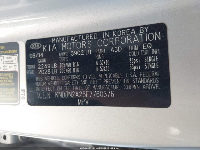 KIA Soul 2015 KNDJN2A25F7760376 Image 9