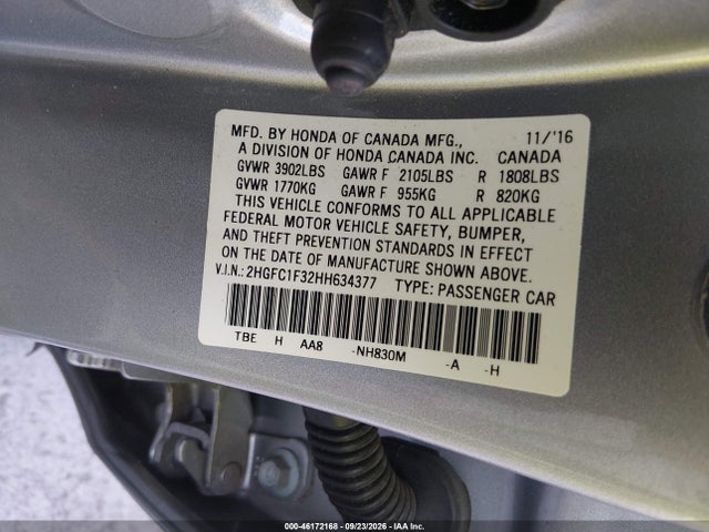 Продаж на аукціоні авто 2017 Honda Civic Ex-t, vin: 2HGFC1F32HH634377, номер лоту: 46172168