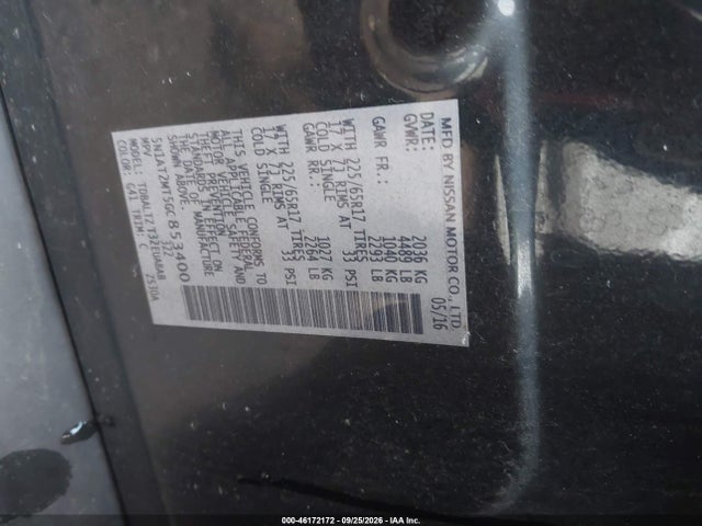 2016 Nissan Rogue Sv მანქანა იყიდება აუქციონზე, vin: 5N1AT2MT5GC853400, აუქციონის ნომერი: 46172172
