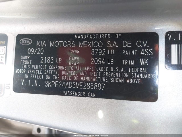 KIA Forte Lxs 2021 3KPF24AD3ME286887 Image 9
