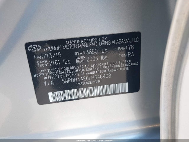 Hyundai ELANTRA SE 2015 5NPDH4AE6FH646408 Image 9