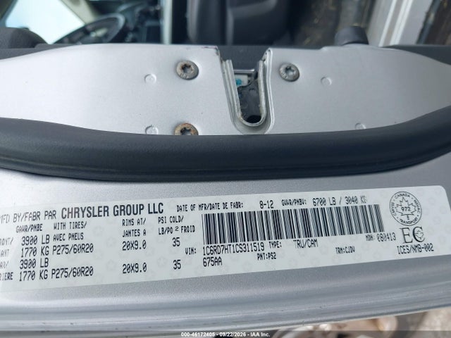 Aukcja sprzedaży 2012 Ram 1500 Sport, vin: 1C6RD7HT1CS311519, numer aukcji: 46172405