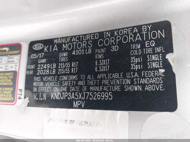 Aukcja sprzedaży 2018 Kia Soul +, vin: KNDJP3A5XJ7526995, numer aukcji: 46172430