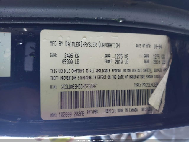 Продажа на аукционе авто 2005 Chrysler 300c, vin: 2C3JA63H55H576907, номер лота: 46172465