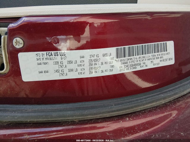 Aukcja sprzedaży 2017 Chrysler Pacifica Touring-l, vin: 2C4RC1BG8HR809360, numer aukcji: 46172488