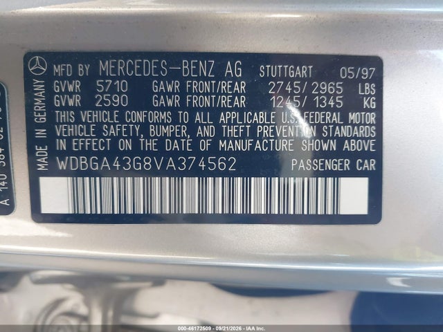 Продаж на аукціоні авто 1997 Mercedes-benz S 420, vin: WDBGA43G8VA374562, номер лоту: 46172509
