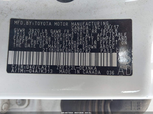 Toyota Corolla Xle 2017 2T1BURHE6HC960782 Image 9