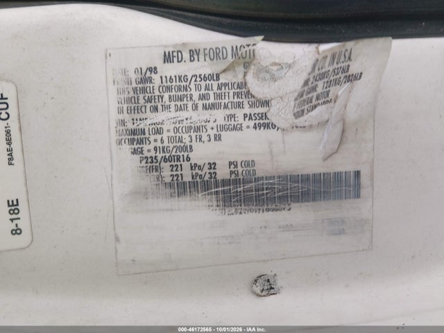 Aukcja sprzedaży 1998 Lincoln Town Car Executive, vin: 1LNFM81W8WY657036, numer aukcji: 46172565