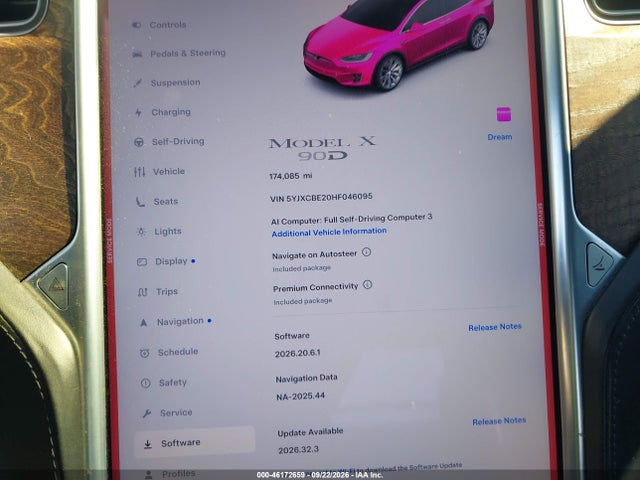 Продажа на аукционе авто 2017 Tesla Model X 100d/75d/90d, vin: 5YJXCBE20HF046095, номер лота: 46172659
