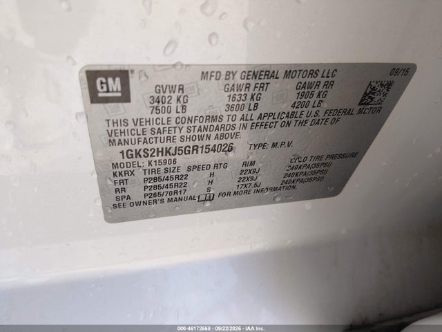 Aukcja sprzedaży 2016 Gmc Yukon Xl Denali, vin: 1GKS2HKJ5GR154026, numer aukcji: 46172668