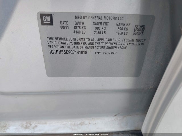 Продаж на аукціоні авто 2012 Chevrolet Cruze Ltz, vin: 1G1PH5SC9C7141018, номер лоту: 46172719