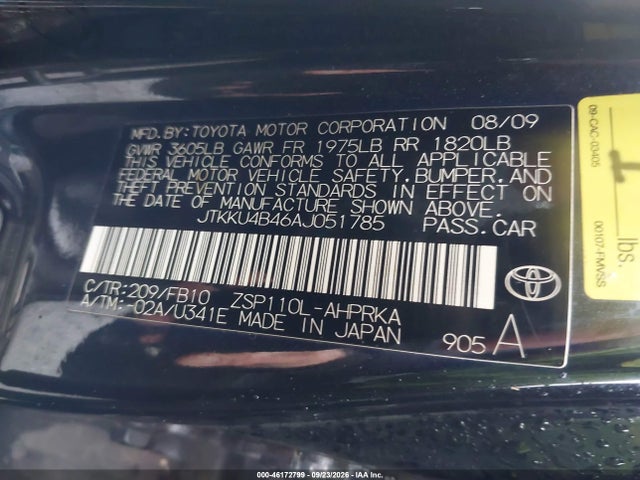 46172799 :رقم المزاد ، JTKKU4B46AJ051785 vin ، 2010 Scion Xd مزاد بيع