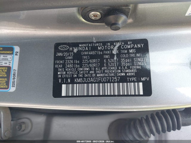 Продажа на аукционе авто 2015 Hyundai Tucson Se, vin: KM8JU3AG1FU071257, номер лота: 46172808