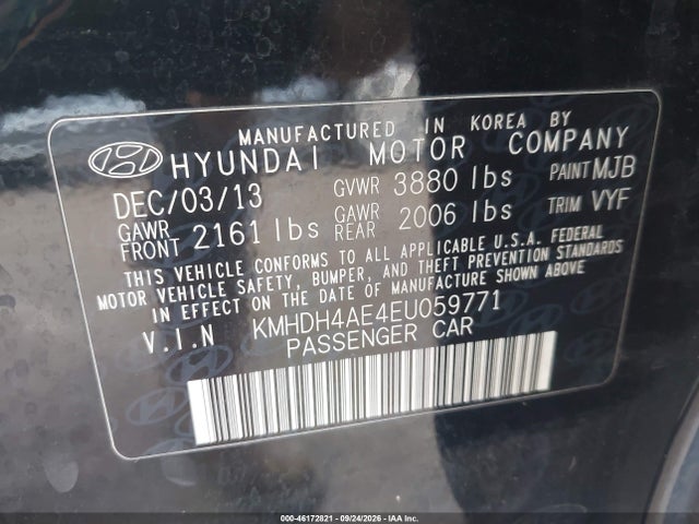 Aukcja sprzedaży 2014 Hyundai Elantra Se, vin: KMHDH4AE4EU059771, numer aukcji: 46172821