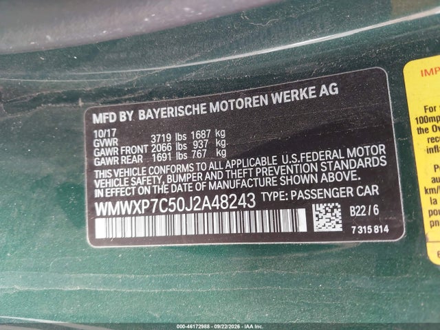 Продаж на аукціоні авто 2018 Mini Hardtop Cooper S, vin: WMWXP7C50J2A48243, номер лоту: 46172988
