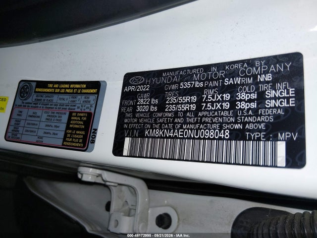46172995 :رقم المزاد ، KM8KN4AE0NU098048 vin ، 2022 Hyundai Ioniq 5 Sel مزاد بيع