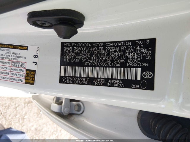 Продаж на аукціоні авто 2013 Toyota Prius Three, vin: JTDKN3DU9D5701766, номер лоту: 46173040