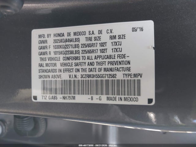 3CZRM3H55GG712582 Honda CR-V EX