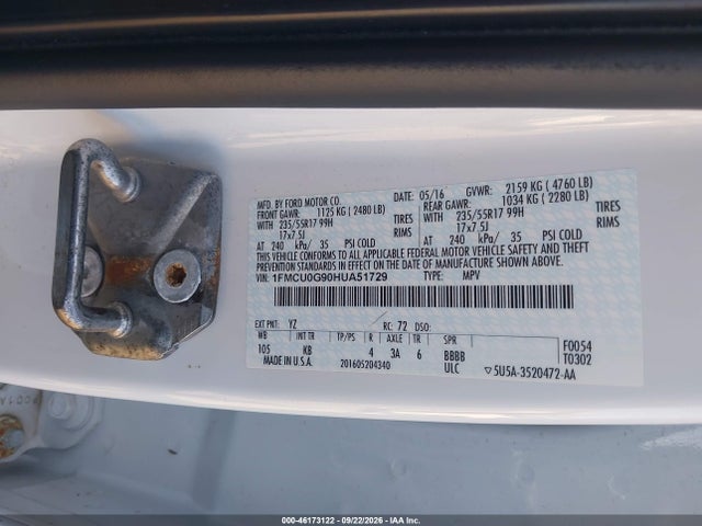 Aukcja sprzedaży 2017 Ford Escape Se, vin: 1FMCU0G90HUA51729, numer aukcji: 46173122