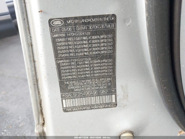 Продажа на аукционе авто 2006 Land Rover Range Rover Sport Hse, vin: SALSF25496A961982, номер лота: 46173226
