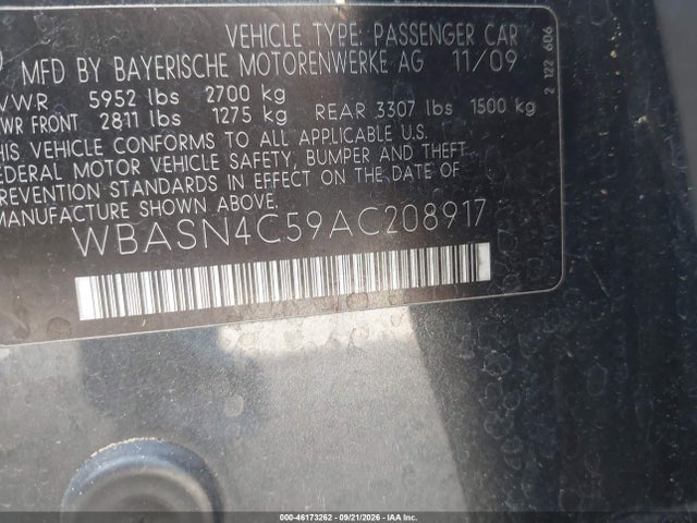 Aukcja sprzedaży 2010 Bmw 550i Gran Turismo, vin: WBASN4C59AC208917, numer aukcji: 46173262