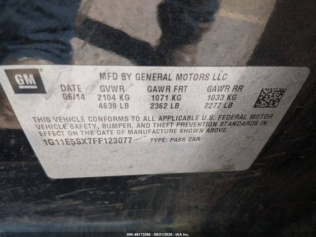2015 Chevrolet Malibu 3lt მანქანა იყიდება აუქციონზე, vin: 1G11E5SX7FF123077, აუქციონის ნომერი: 46173268