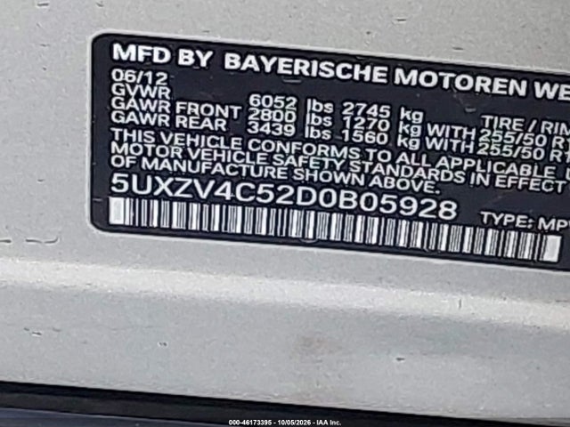 Продаж на аукціоні авто 2013 Bmw X5 Xdrive35i/xdrive35i Premium/xdrive35i Sport Activity, vin: 5UXZV4C52D0B05928, номер лоту: 46173395