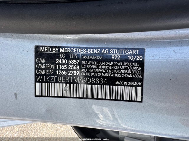 Продажа на аукционе авто 2021 Mercedes-benz E 350 4matic, vin: W1KZF8EB1MA908834, номер лота: 46173414