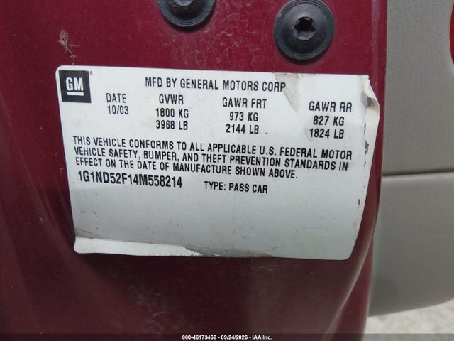 Продаж на аукціоні авто 2004 Chevrolet Classic, vin: 1G1ND52F14M558214, номер лоту: 46173462