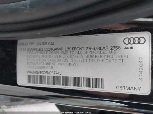 Продажа на аукционе авто 2015 Audi A6 3.0t Premium Plus, vin: WAUHGAFC0FN037743, номер лота: 46173463