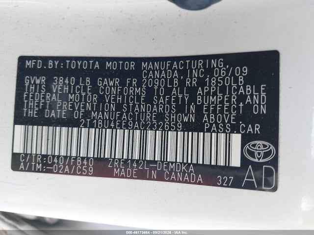 Aukcja sprzedaży 2010 Toyota Corolla, vin: 2T1BU4EE9AC232659, numer aukcji: 46173464