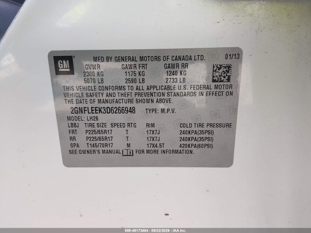 Продажа на аукционе авто 2013 Chevrolet Equinox 1lt, vin: 2GNFLEEK3D6266948, номер лота: 46173484