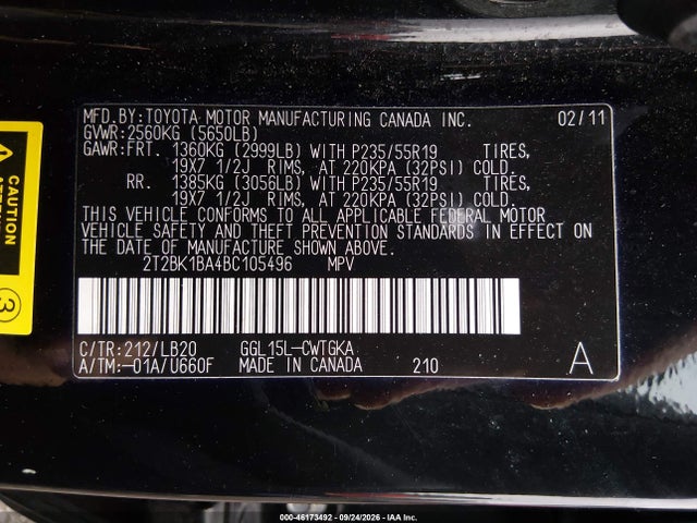 Aukcja sprzedaży 2011 Lexus Rx 350, vin: 2T2BK1BA4BC105496, numer aukcji: 46173492