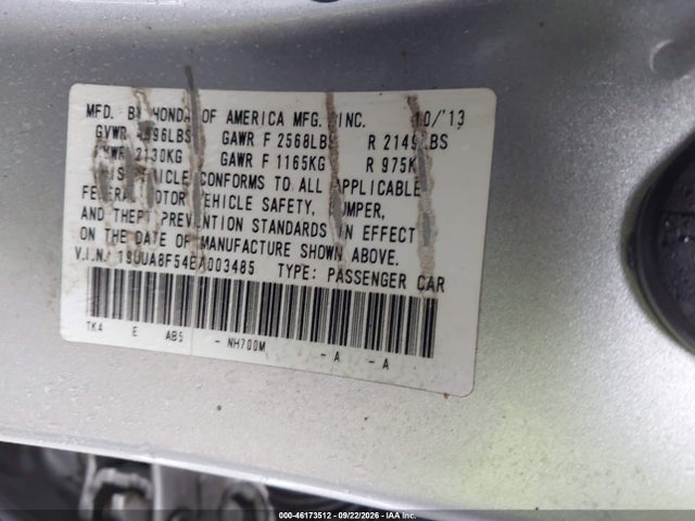 2014 Acura Tl 3.5 მანქანა იყიდება აუქციონზე, vin: 19UUA8F54EA003485, აუქციონის ნომერი: 46173512