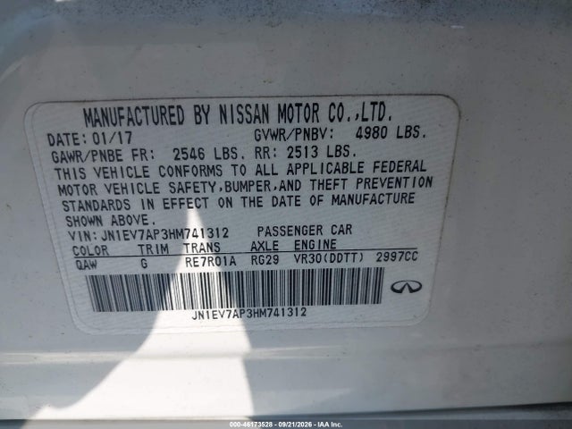 Aukcja sprzedaży 2017 Infiniti Q50 3.0t Premium, vin: JN1EV7AP3HM741312, numer aukcji: 46173528