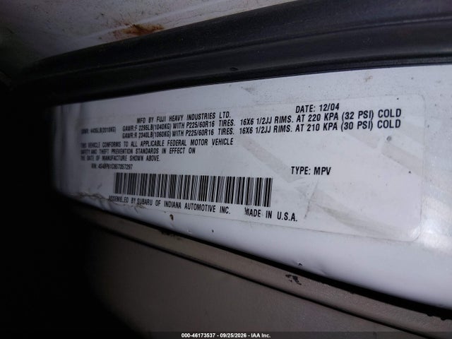 Продаж на аукціоні авто 2005 Subaru Outback 2.5i, vin: 4S4BP61C957357297, номер лоту: 46173537