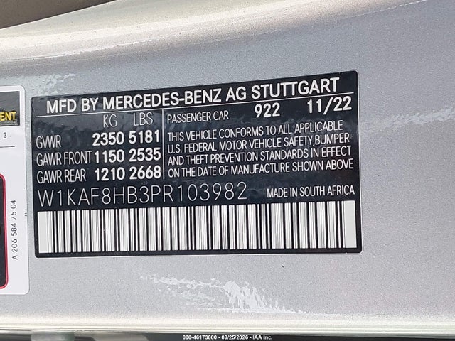 W1KAF8HB3PR103982 Mercedes-Benz Amg C 43 4matic