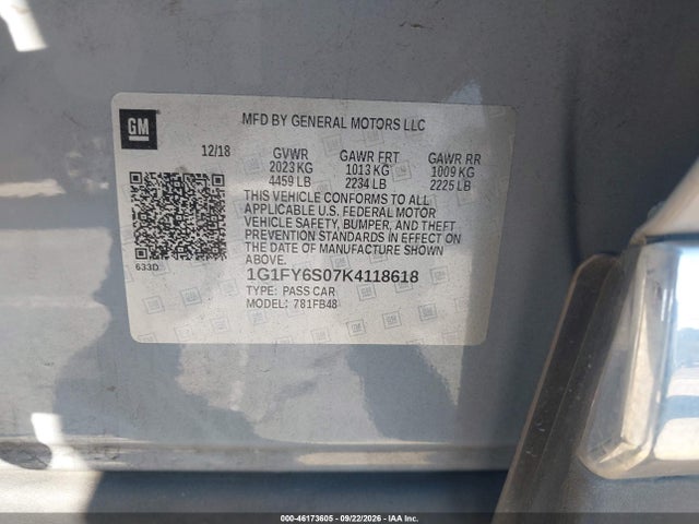 Chevrolet BOLT EV LT 2019 1G1FY6S07K4118618 Image 9