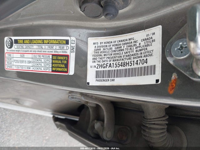 Продаж на аукціоні авто 2008 Honda Civic Lx, vin: 2HGFA15548H514704, номер лоту: 46173610